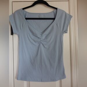 Old Navy Light Blue Ribbed Short Sleeve Top